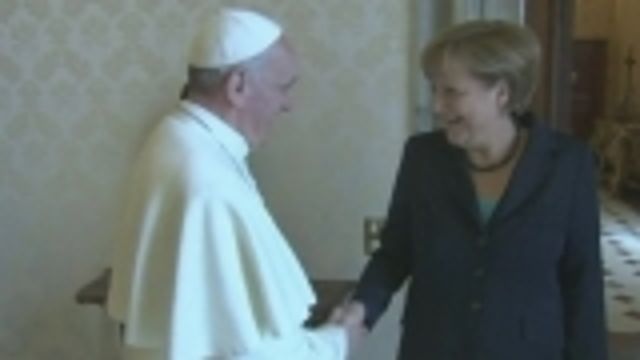 News video: Germany's Merkel visits Pope, urges tougher market control